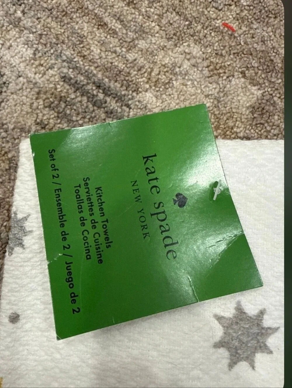 Kate Spade White & Gold Starburst Decorative Kitchen Towels